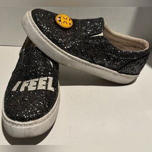 Chiara Ferragni Silver Iridescent Leather “I FEEL” Slip On Sneakers Sz EU39 US8